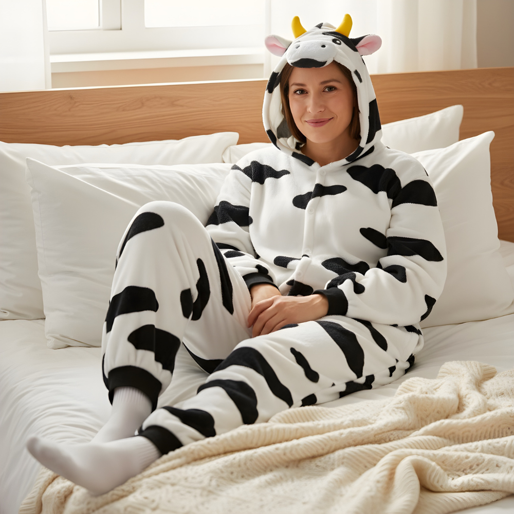 Piżama Onesie Kigurumi Kostium Przebranie Krowa, zdjęcie 4