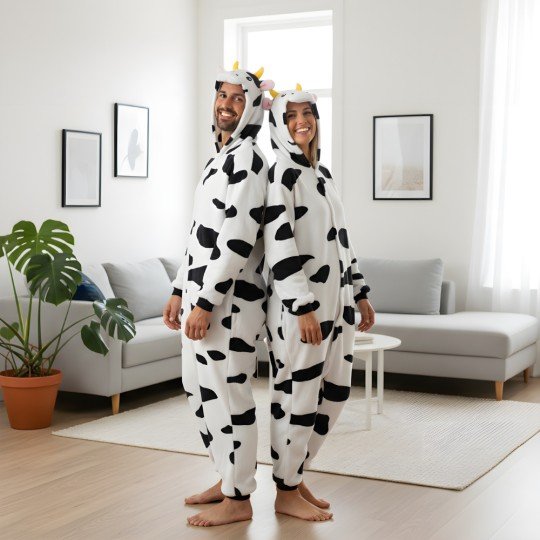 Piżama Onesie Kigurumi Kostium Przebranie Krowa, zdjęcie 2