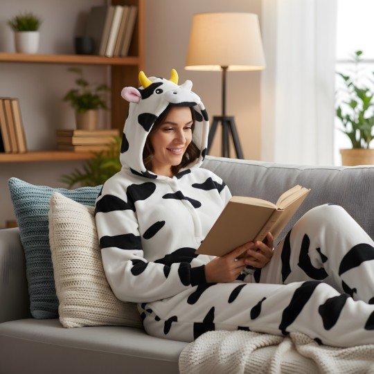 Piżama Onesie Kigurumi Kostium Przebranie Krowa, zdjęcie 7