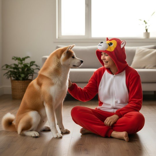 Piżama Onesie Kigurumi Kostium Przebranie Akita, zdjęcie 4