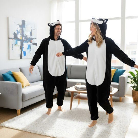 Piżama Onesie Kigurumi Kostium Przebranie Czarny Husky, zdjęcie 7