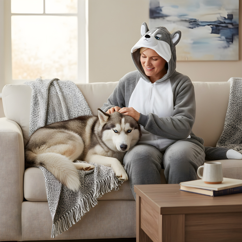 Grey Husky Kigurumi Onesie Pyjama Costume, photo 3