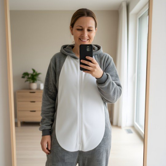 Piżama Onesie Kigurumi Kostium Przebranie Szary Husky, zdjęcie 5