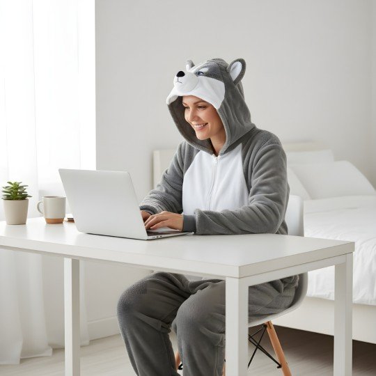 Piżama Onesie Kigurumi Kostium Przebranie Szary Husky, zdjęcie 7
