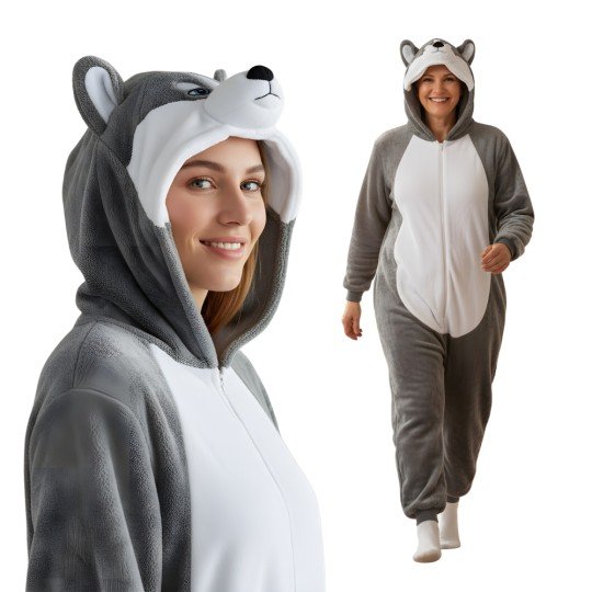 Grey Husky Kigurumi Onesie Pyjama Costume