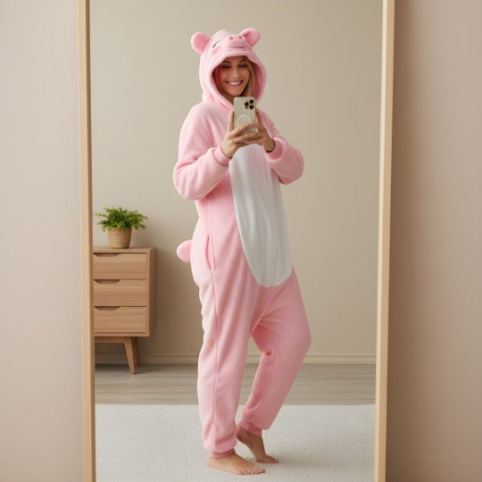 Kigurumi Onesie Pyjama Costume Pink Pig, photo 6