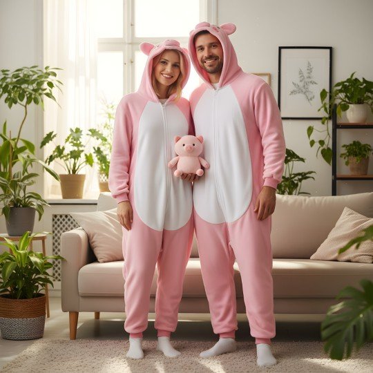 Piżama Onesie Kigurumi Kostium Przebranie Różowa Świnka, zdjęcie 2