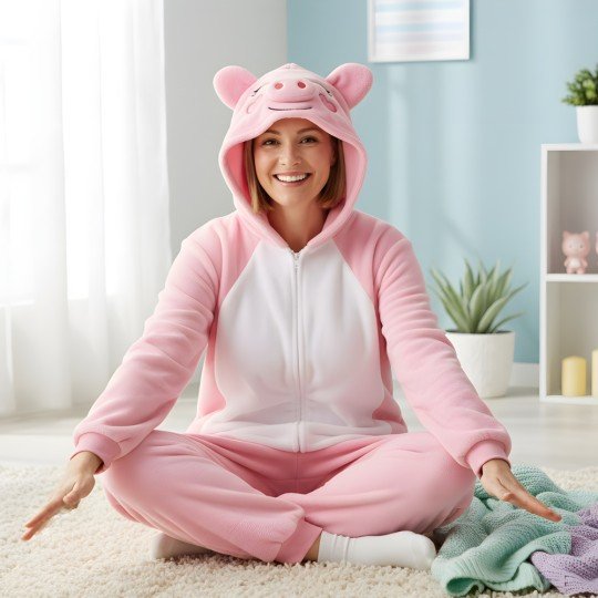 Piżama Onesie Kigurumi Kostium Przebranie Różowa Świnka, zdjęcie 3