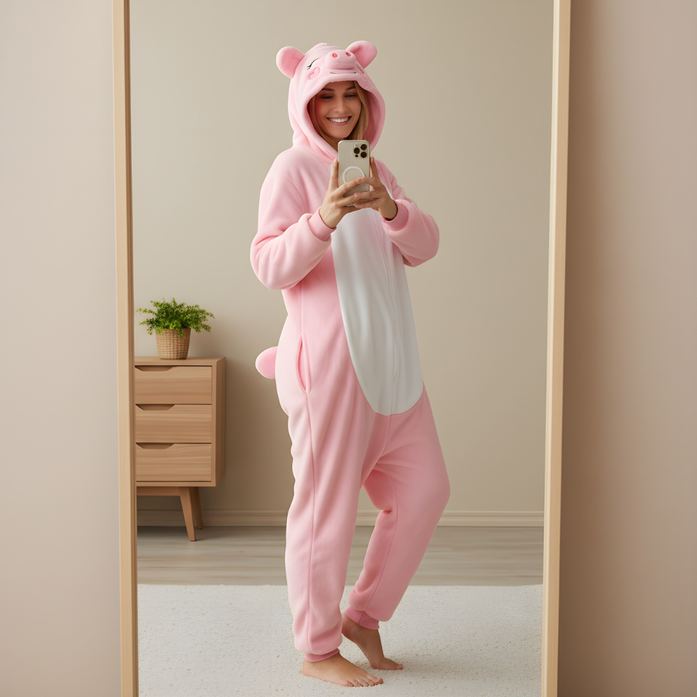 Piżama Onesie Kigurumi Kostium Przebranie Różowa Świnka, zdjęcie 6