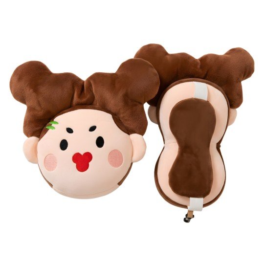 4-in-1 Plush Toy: Pillow, Eye Mask, Keyring Girl