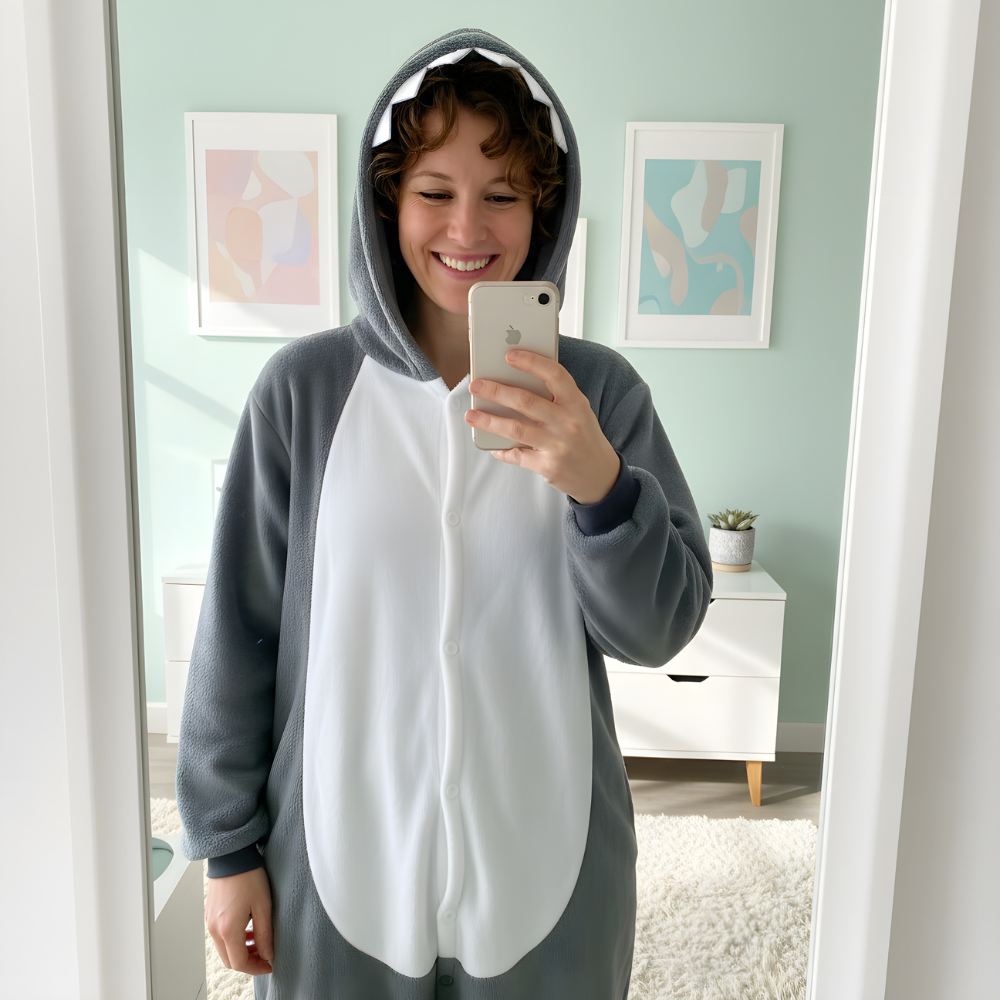 Piżama Onesie Kigurumi Kostium Przebranie Szary Rekin, zdjęcie 5
