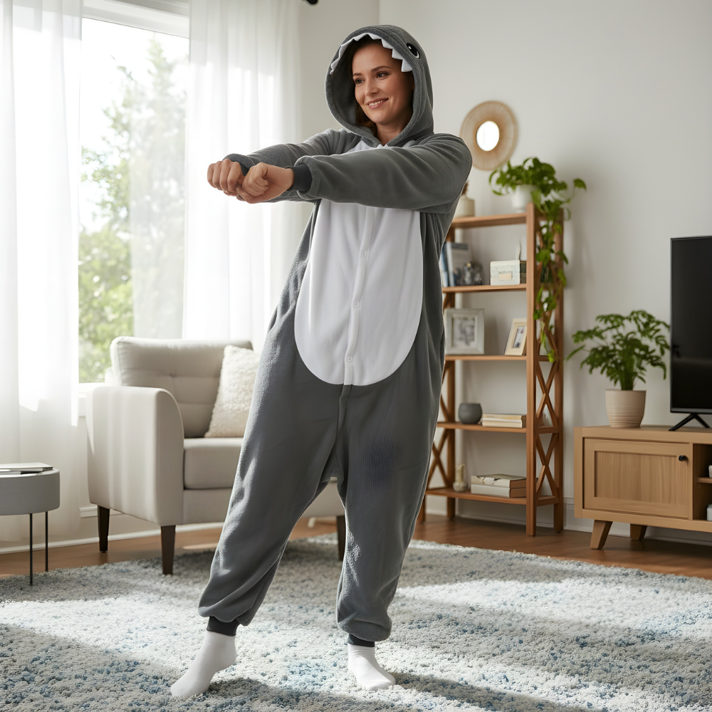 Piżama Onesie Kigurumi Kostium Przebranie Szary Rekin, zdjęcie 7