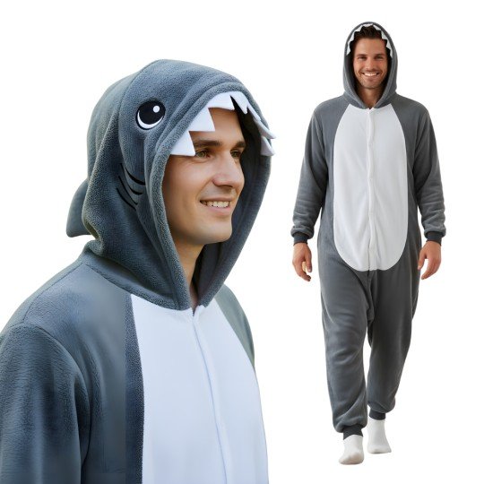 Grey Shark Kigurumi Onesie Costume