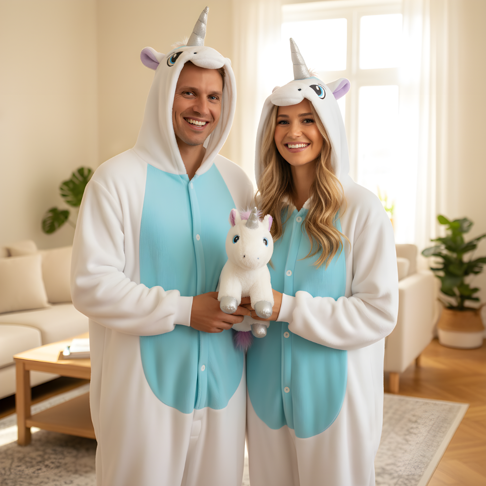 Piżama Onesie Kigurumi Kostium Przebranie Biały Jednorożec, zdjęcie 3