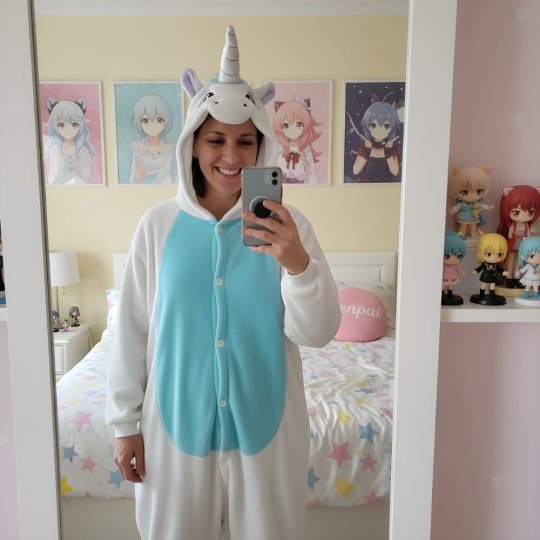 Piżama Onesie Kigurumi Kostium Przebranie Biały Jednorożec, zdjęcie 5