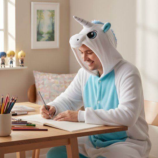 Piżama Onesie Kigurumi Kostium Przebranie Biały Jednorożec, zdjęcie 7
