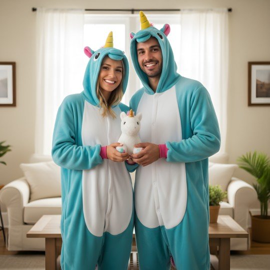 Onesie Kigurumi Pajama Costume Blue Unicorn, photo 3