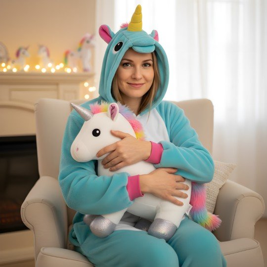 Onesie Kigurumi Pajama Costume Blue Unicorn, photo 7