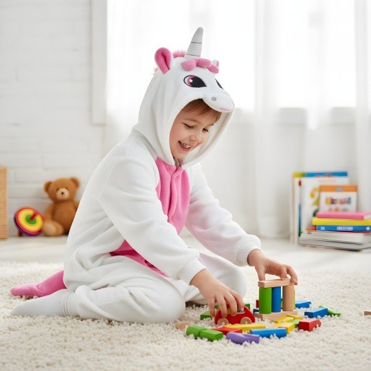 Piżama Onesie Kigurumi Przebranie Różowy Jednorożec Dzieci, zdjęcie 6