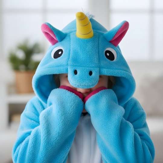 Onesie Kigurumi Pyjama Blue Unicorn Kids, photo 5
