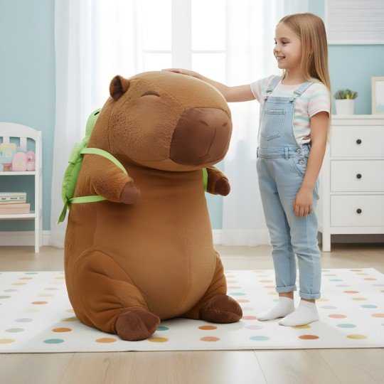 Duża Maskotka Pluszak Poduszka Zabawka Kapibara z żółwiem 100cm, zdjęcie 10