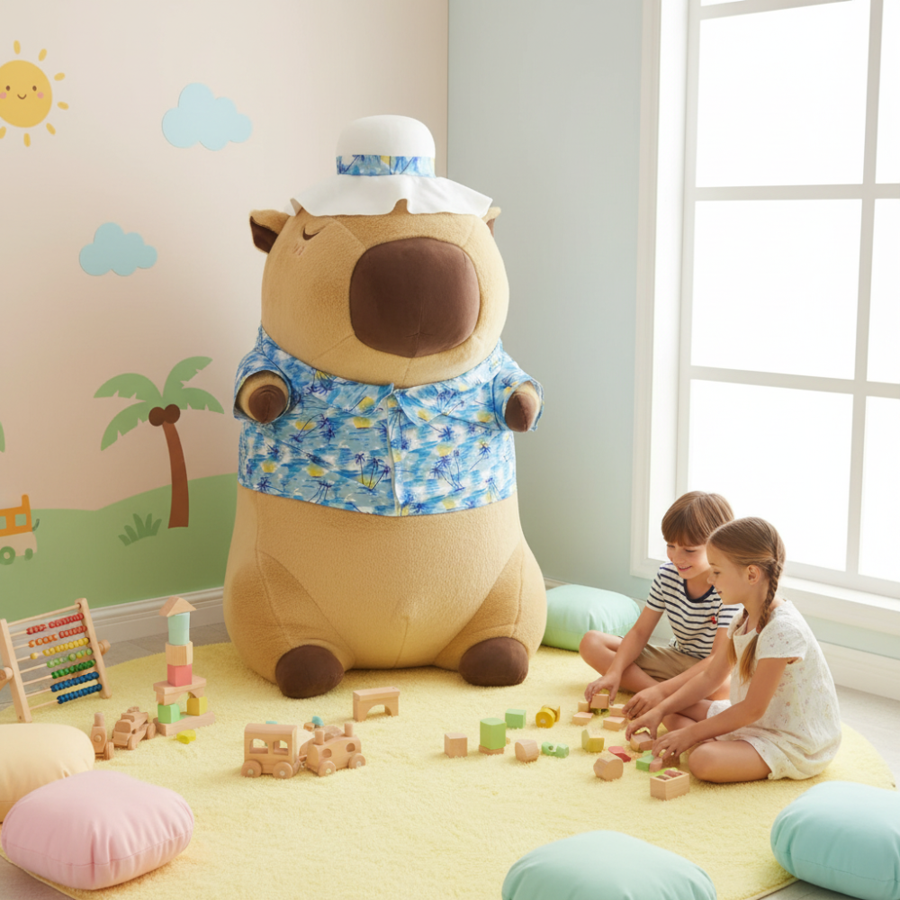 Large Plush Toy Pillow - Holiday Capybara 100cm, photo 4
