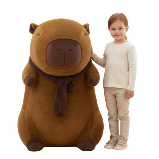 Large Plush Toy Pillow Capybara with a Scarf 100cm
