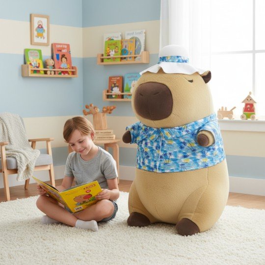 Large Plush Toy Pillow - Holiday Capybara 100cm, photo 6