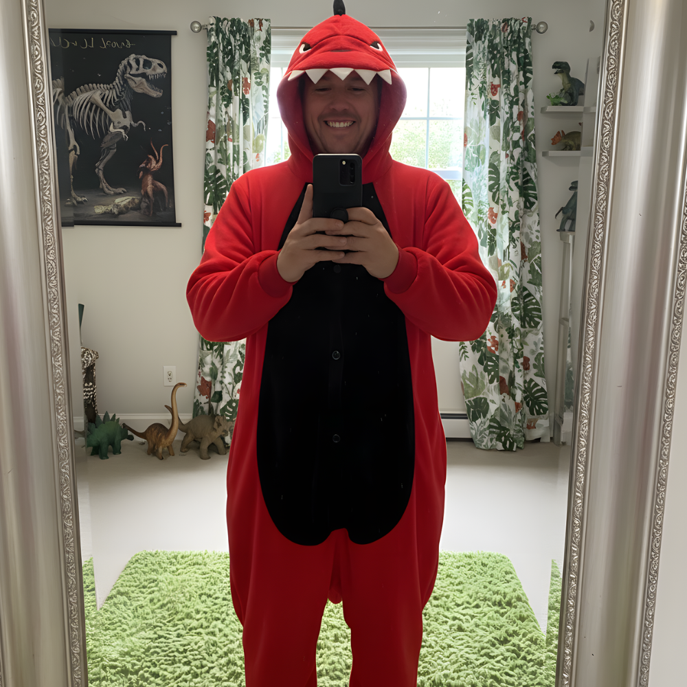 Piżama Onesie Kigurumi Kostium Przebranie Czerwony Dinozaur, zdjęcie 5
