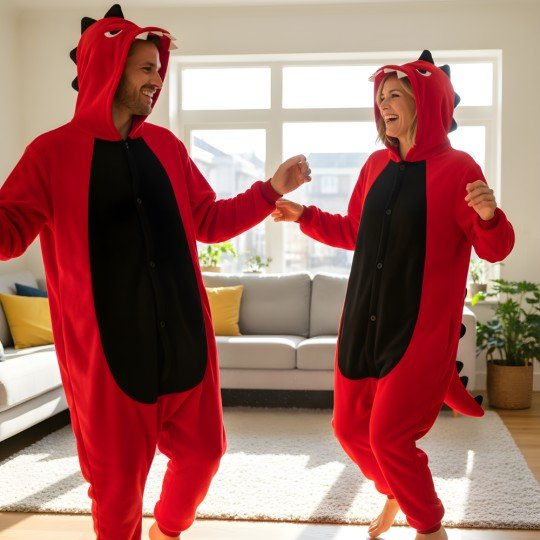Piżama Onesie Kigurumi Kostium Przebranie Czerwony Dinozaur, zdjęcie 7