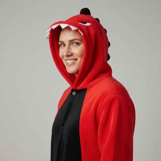 Piżama Onesie Kigurumi Kostium Przebranie Czerwony Dinozaur, zdjęcie 8