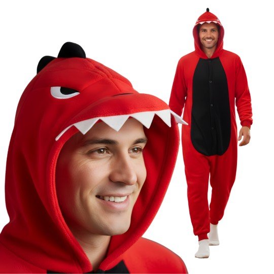 Onesie Kigurumi Pyjama Costume Red Dinosaur