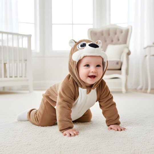 Piżama Onesie Kostium Przebranie Śpiochy Brązowy Miś Niemowlę, zdjęcie 8