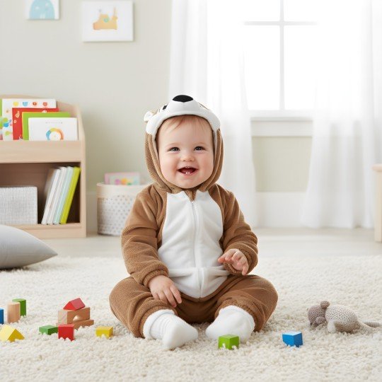 Piżama Onesie Kostium Przebranie Śpiochy Brązowy Miś Niemowlę, zdjęcie 7