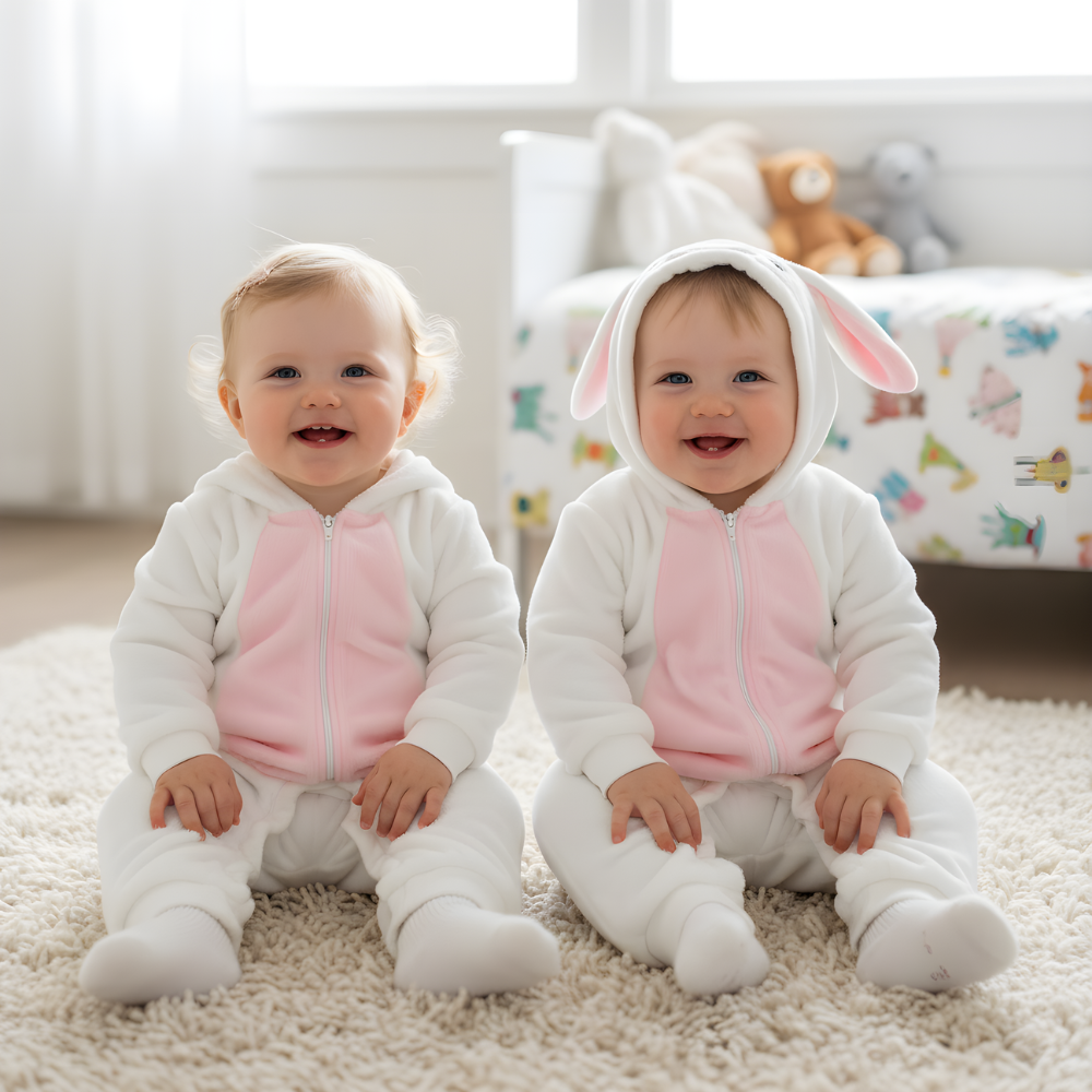 Piżama Onesie Przebranie Śpiochy Biały Króliczek Niemowlę, zdjęcie 2