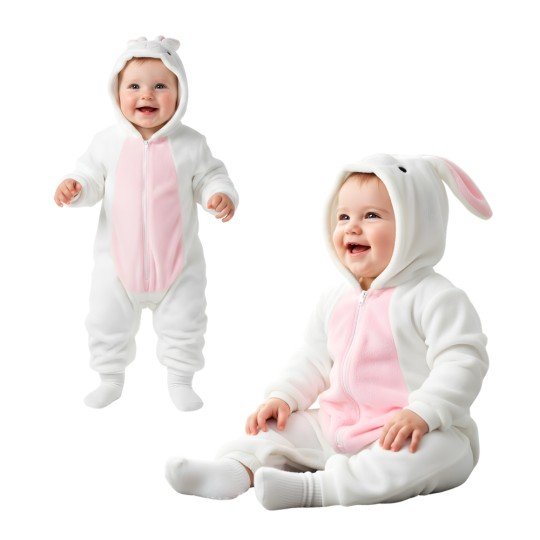 Onesie Pyjama Costume Sleepsuit White Bunny Baby