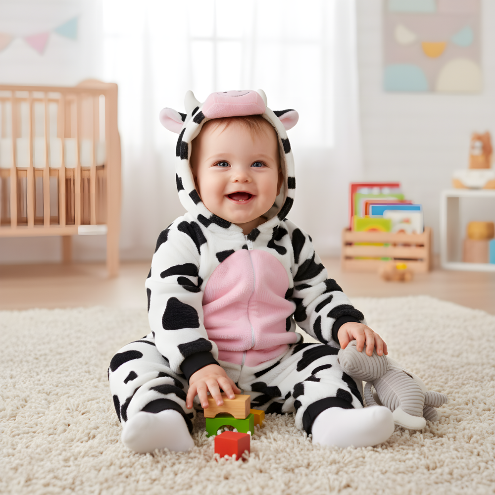 Piżama Onesie Kostium Przebranie Śpiochy Krówka Niemowlę, zdjęcie 3