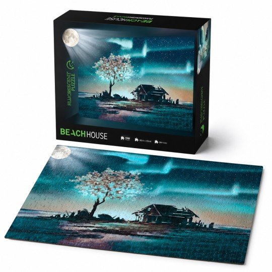Beach House Fluorescent Puzzle, 1000 Pieces, for Adults