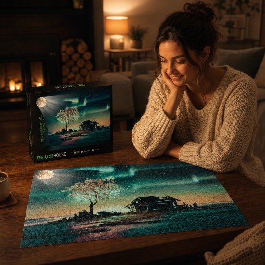 Beach House Fluorescent Puzzle, 1000 Pieces, for Adults, photo 6