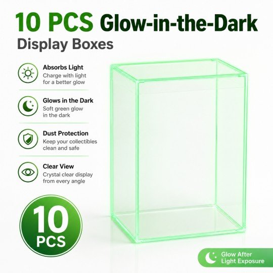 10x Clear Protective Display Box for Figures, Glow in the Dark