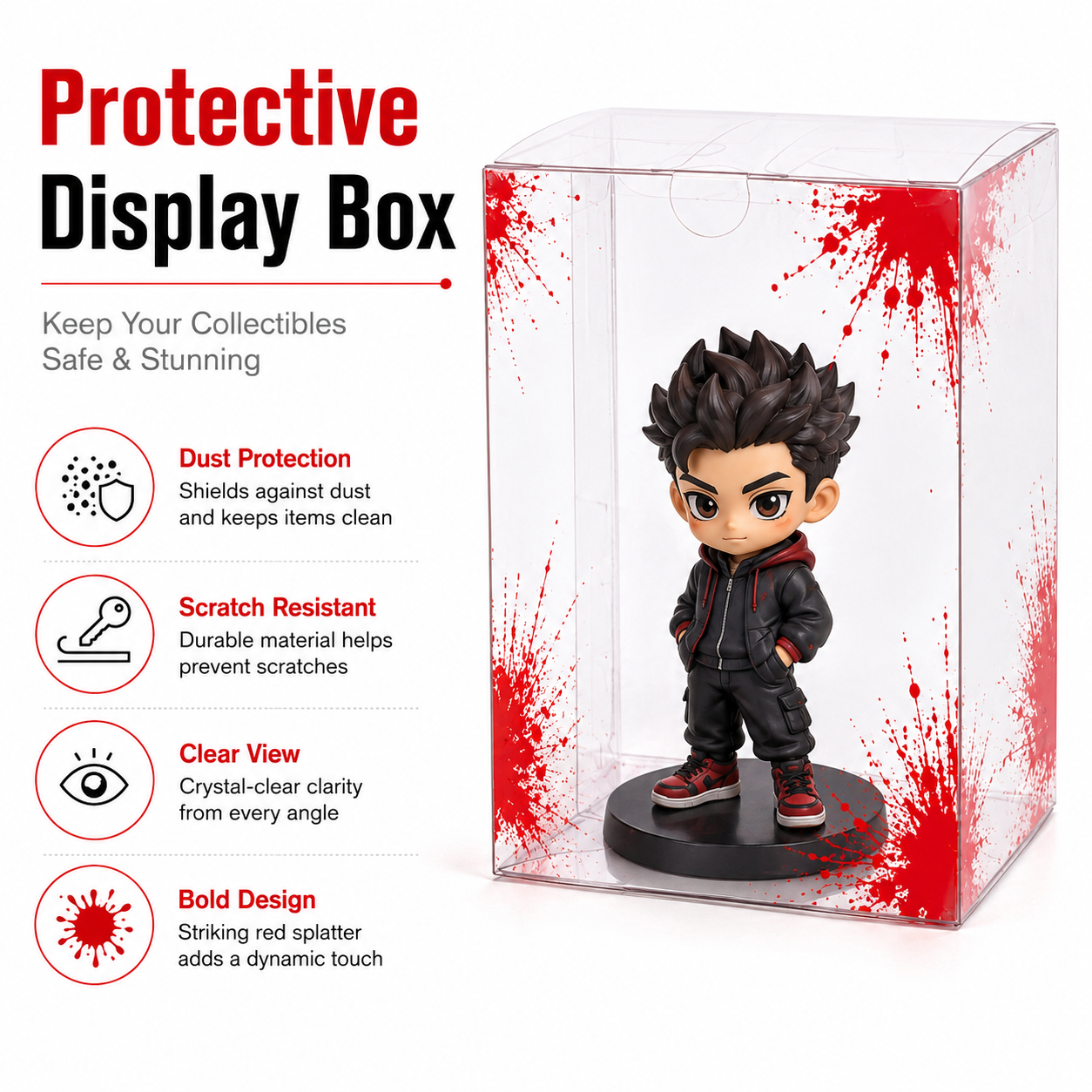 10x Clear Protective Display Box for Figures with Red Effect, photo 4