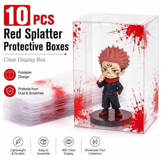 10x Clear Protective Display Box for Figures with Red Effect