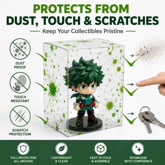 10x Clear Protective Display Box for Figures with Green Effect, photo 2