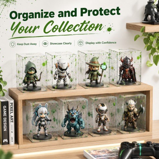 10x Clear Protective Display Box for Figures with Green Effect, photo 5