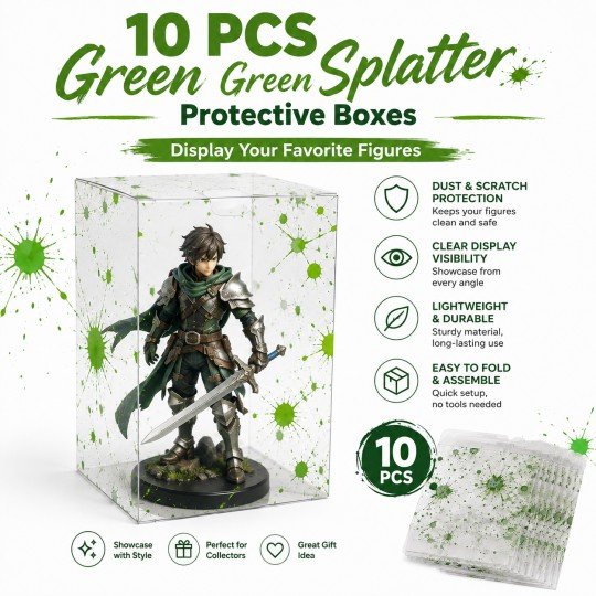 10x Clear Protective Display Box for Figures with Green Effect, photo 6