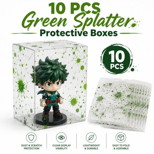 10x Clear Protective Display Box for Figures with Green Effect
