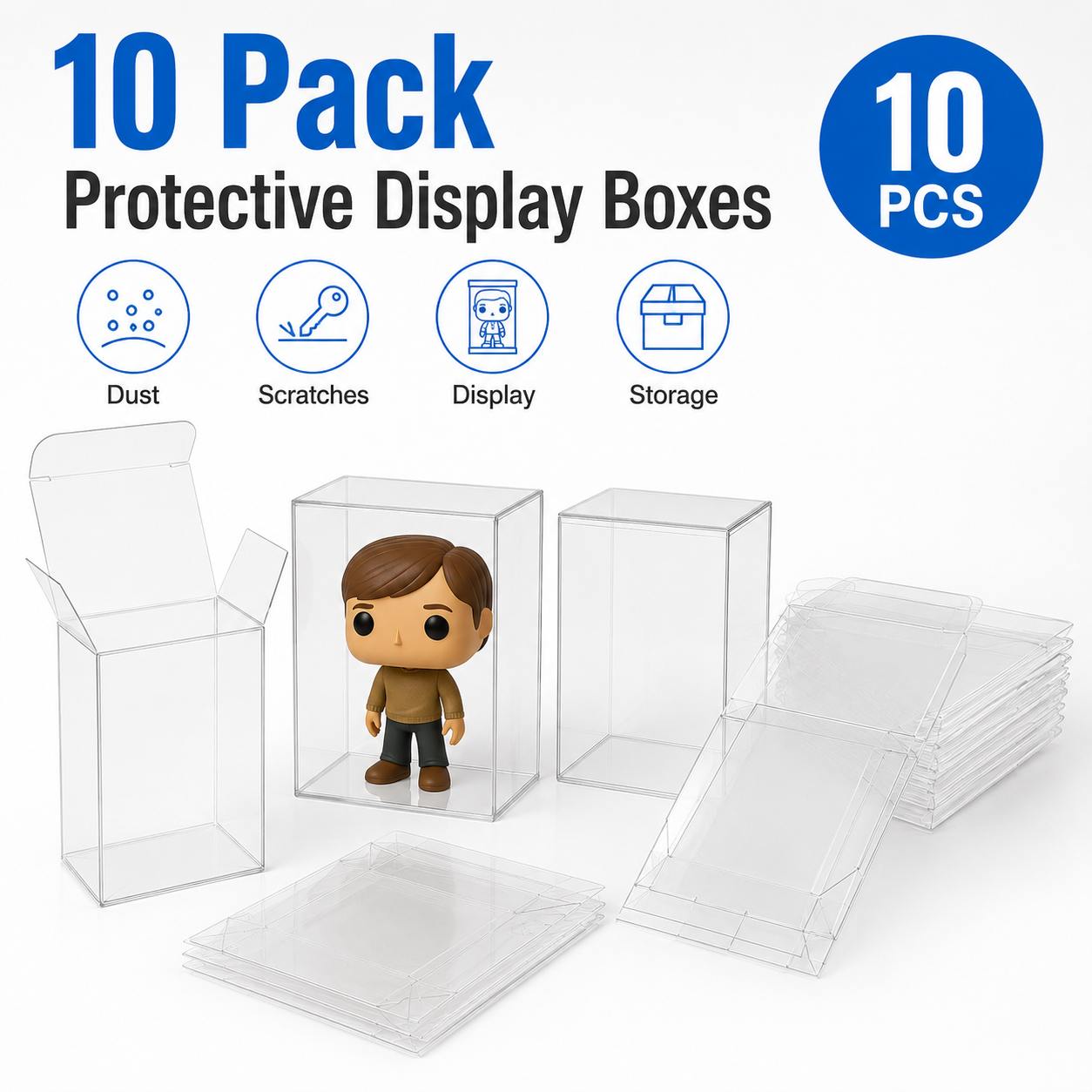 10x Clear Protective Display Box for Figures, Standard