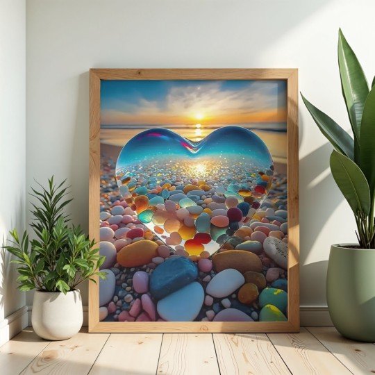 Obraz do malowania po numerach z ramą Szklane Serce na Plaży 50x70 cm, zdjęcie 2