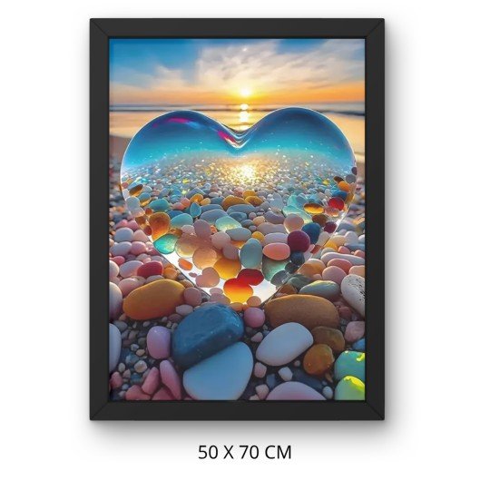 Obraz do malowania po numerach z ramą Szklane Serce na Plaży 50x70 cm, zdjęcie 3