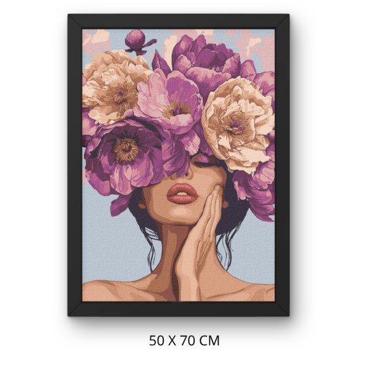 Paint by Numbers Painting with Frame - Woman in a Flower Crown 50x70 cm, photo 2